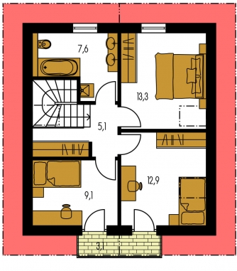 Plan de sol du premier étage - KOMPAKT 44
